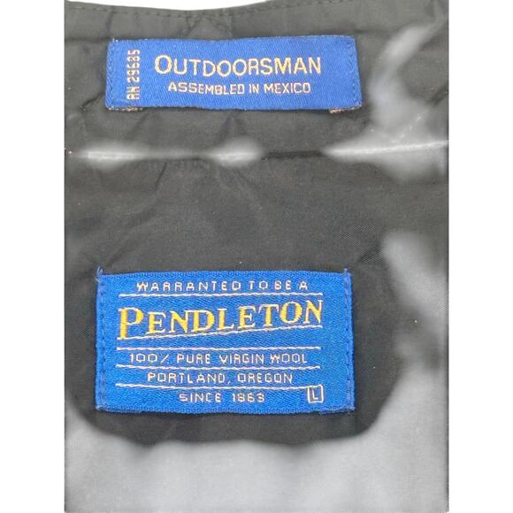 PENDLETON 'Outdoorsman' 100% Wool Long Sleeve Shirt Flap Pockets-Men's Size L - Picture 9 of 12